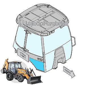 Vidro Inferior da Porta Direita Retroescavadeira Case 580N