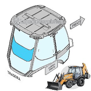 Vidro Vigia Traseiro Intermediário Retroescavadeira Case 580N e M