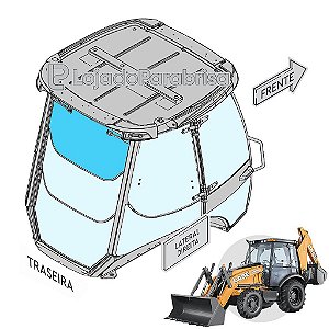 Vidro Vigia Traseiro Superior Retroescavadeira Case 580N e M
