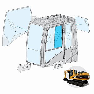 Vidro Movel Janela Traseira (Furo Maior) Caterpillar 320D 1566474