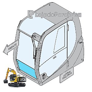 Vidro Frontal Inferior Escavadeira JCB JS200 Importada (Curvo)