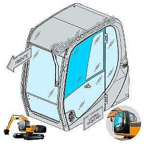 Vidro Superior da Porta Escavadeira JCB JS200 Nacional
