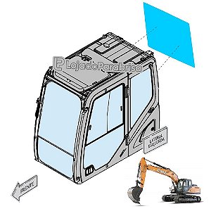 Vidro Vigia Traseiro Escavadeira Case CX220C / E215 Evo