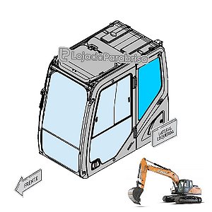 Vidro Lateral Traseiro Esquerdo Escavadeira Case CX220C / E215 Evo