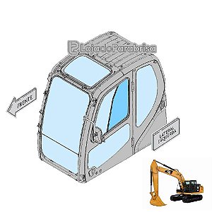 Vidro Janela Móvel Traseira Porta Caterpillar 320GC 538-8844