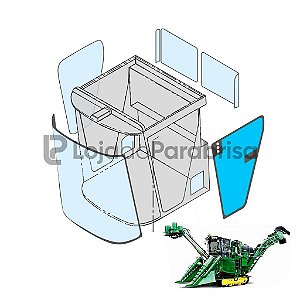 Vidro Porta Esquerda Colheitadeira John Deere 3510/3520
