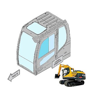 Vidro Superior da Porta Escavadeira Hyundai R220LC9 9S