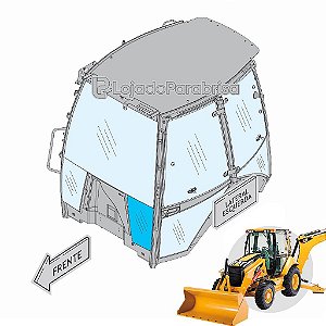 Vidro Parabrisa Inferior Esquerdo Retroescavadeira Caterpillar 416E