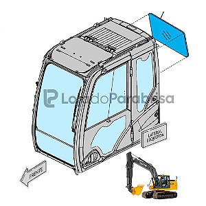 Vidro Vigia Traseiro Escavadeira Jonh Deere 210G 130G 350G