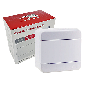 Quadro de Distribuição de Sobrepor Branco Para 4 Disjuntores DIN
