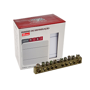 Quadro de Distribuição de Sobrepor Branco Para 8 Disjuntores DIN + Barramento