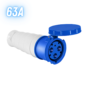 Acoplador Industrial 63a 2p+t 6h 220v Ip67 Elgin - Azul