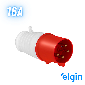 Plug Industrial Macho 16a 3p+t 380v 6h Ip44 Elgin - Vermelho