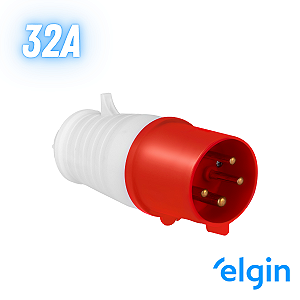 Plug Industrial Macho 32a 3p+t 380v 6h Ip44 Elgin - Vermelho