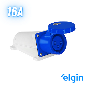 Tomada Industrial Sobrepor 16a 2p+t 6h 220v Ip67 Elgin - Azul