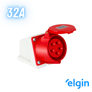 Tomada Industrial Sobrepor 32a 4p+t 6h 415v Ip44 Elgin - Vermelho