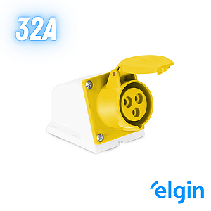 Tomada Industrial Sobrepor 32a 2p+t 4h 110v Ip44 Elgin - Amarelo