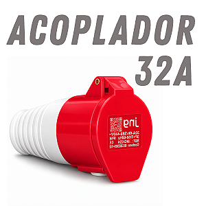 Acoplador Industrial 3P+T 32A 380-440V 6H IP44 Vermelho - JNG
