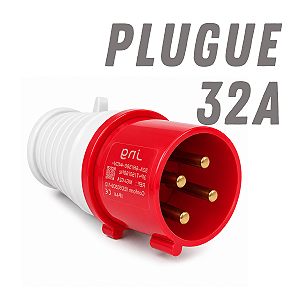 Plugue Industrial 3P+T 32A 380-440V 6H IP44 Vermelho - JNG