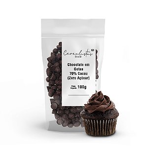 Chocolate em gotas 70% Cacau Zero Açúcar Vegano 100g Cerealistas Brasil
