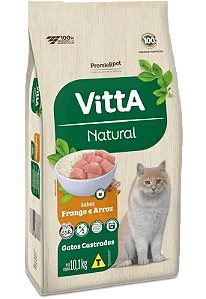 Vitta Natural Gatos Adulto Castrado Frango E Arroz 10,1kg