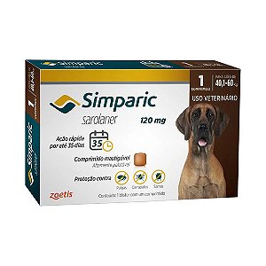 Antipulgas E Carrapatos Zoetis Simparic 40,1-60kg 120mg 1 Comp.