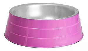 Comedouro Aluminio Pesado Medio Rosa 1,2l