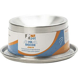 Comedouro Antiformiga Para Gatos Mr. Bigode Junior Prata 140ml