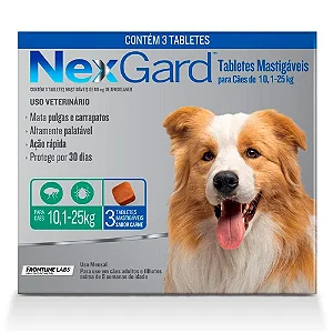 Antipulgas E Carrapatos Nexgard G - 10,1 A 25 Kg 3 Comp.