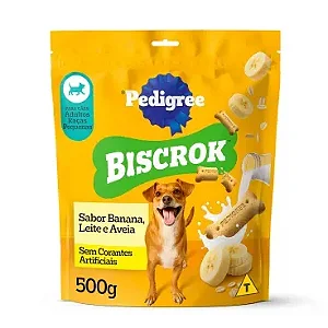 Biscoito Pedigree Biscrok Caes Adultos RaÇas Pequenas Banana, Leite E Aveia 500g