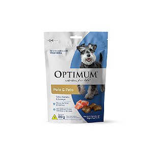 Petisco Optimum Caes Adultos Pele E Pelo SalmÃo E Linhaca 80g
