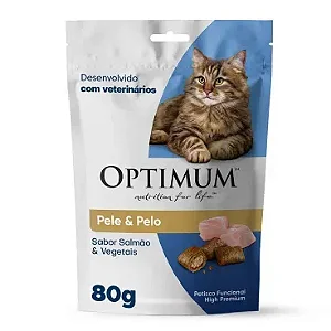Petisco Optimum Gatos Adultos Pele E Pelo SalmÃo E Vegetais 80g