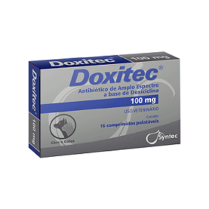 Doxitec Antibiotico Para Caes E Gatos C/ 16 Comprimidos 100mg