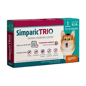 Antipulgas E Carrapatos Zoetis Simparic Trio 10,1-20kg 24mg 1 Comp.