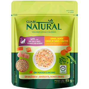 Guabi Natural Sache Gatos Castrado SalmÃo E Frango 85g
