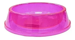 Comedouro Médio Simples 1000ml Rosa com Glitter