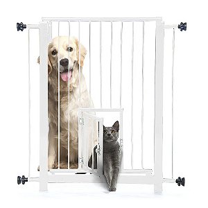 Portão Duo Plus Grade Porta NF Pet Branco 80cm Único