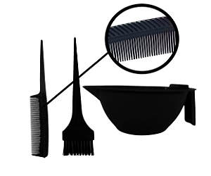 SOS Kit Básico para Química Tintura com Pincel + Cumbuca + Pente