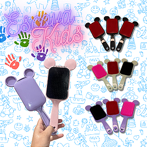 Escova com Orelhinha Raquete Flex Mouse Para Cabelos Infantil