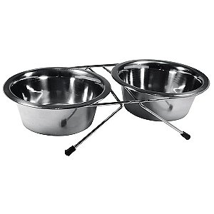 Comedouro Inox Duplo Suporte Baixo Jambo Nº 1