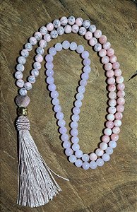 Japamala Quartzo Rosa + Rodocrosita + Howlita