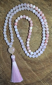 Japamala Quartzo Rosa + Rodocrosita + Ágata