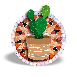 Mini Quadro 3D - Vaso de planta cacto orelha