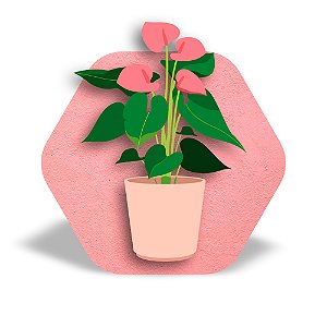 Mini Quadro 3D - Vaso de planta Antúrio