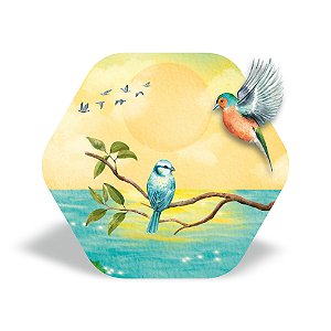 Mini Quadro 3D - Passarinhos ao por do Sol