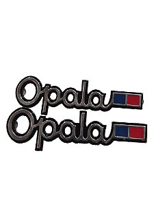Par Emblema Metal Cromado Lateral Opala 75 até 79 Fixação Pino Com Rosca Novo de Época