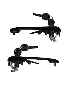 Par Maçaneta externa com friso Porta dianteira Esquerdo e Direito Friso Inox com chave VW Quantum 90 à 98 Santana 90/98