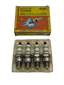 Jogo Com 4 Velas De Ignição VW Gol Saveiro Ford Corcel Del Rey Scala Pampa Gurgel X12 G15 Puma Original Bosch Super W8BC