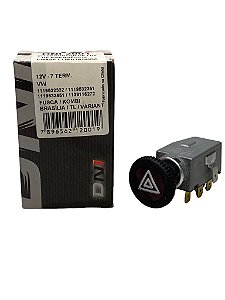 Botão Pisca Alerta Chave Luz Emergência VW Fusca Kombi Brasília Variant TL 12V 7 Terminais Marca DNI 2001