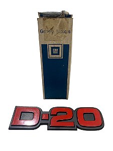 Emblema D-20 Vermelho do Para-Lama da GM D20 de 1985 a 1995 Vermelho Original GM 93212031 Novo de Época